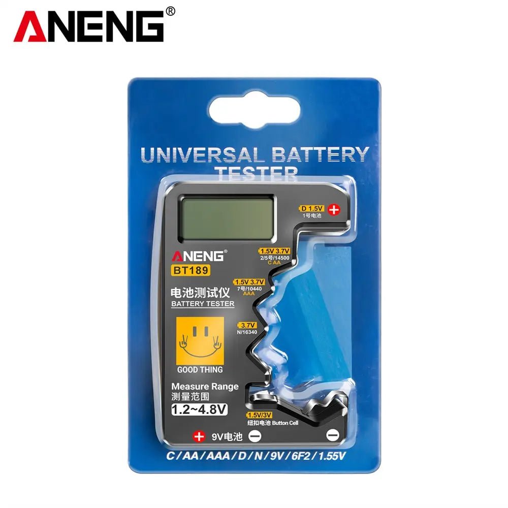 ANENG BT189 Button Cell Battery Tester Power Bank Detectors 9V N D C AA AAA Universal Household LCD Display Battery Tester Tools - Avero