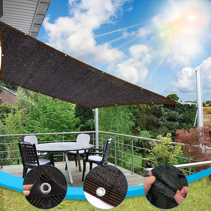 Black Shade Cloth Sunblock Mesh Cover Taped Edge With Grommets, Sun Net For Pergola, Plants Greenhouse, Gardens, Patio, Canopy - Avero