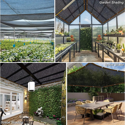 Black Shade Cloth Sunblock Mesh Cover Taped Edge With Grommets, Sun Net For Pergola, Plants Greenhouse, Gardens, Patio, Canopy - Avero