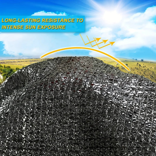 Black Shade Cloth Sunblock Mesh Cover Taped Edge With Grommets, Sun Net For Pergola, Plants Greenhouse, Gardens, Patio, Canopy - Avero