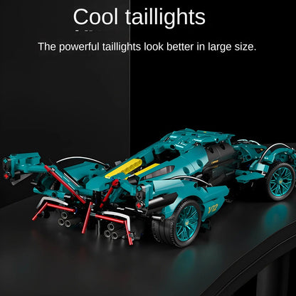 Blue V12 Block Roadster RC Tech Racing 1:14DIY Roadster building block assembly Block car toy birthday gift - Avero
