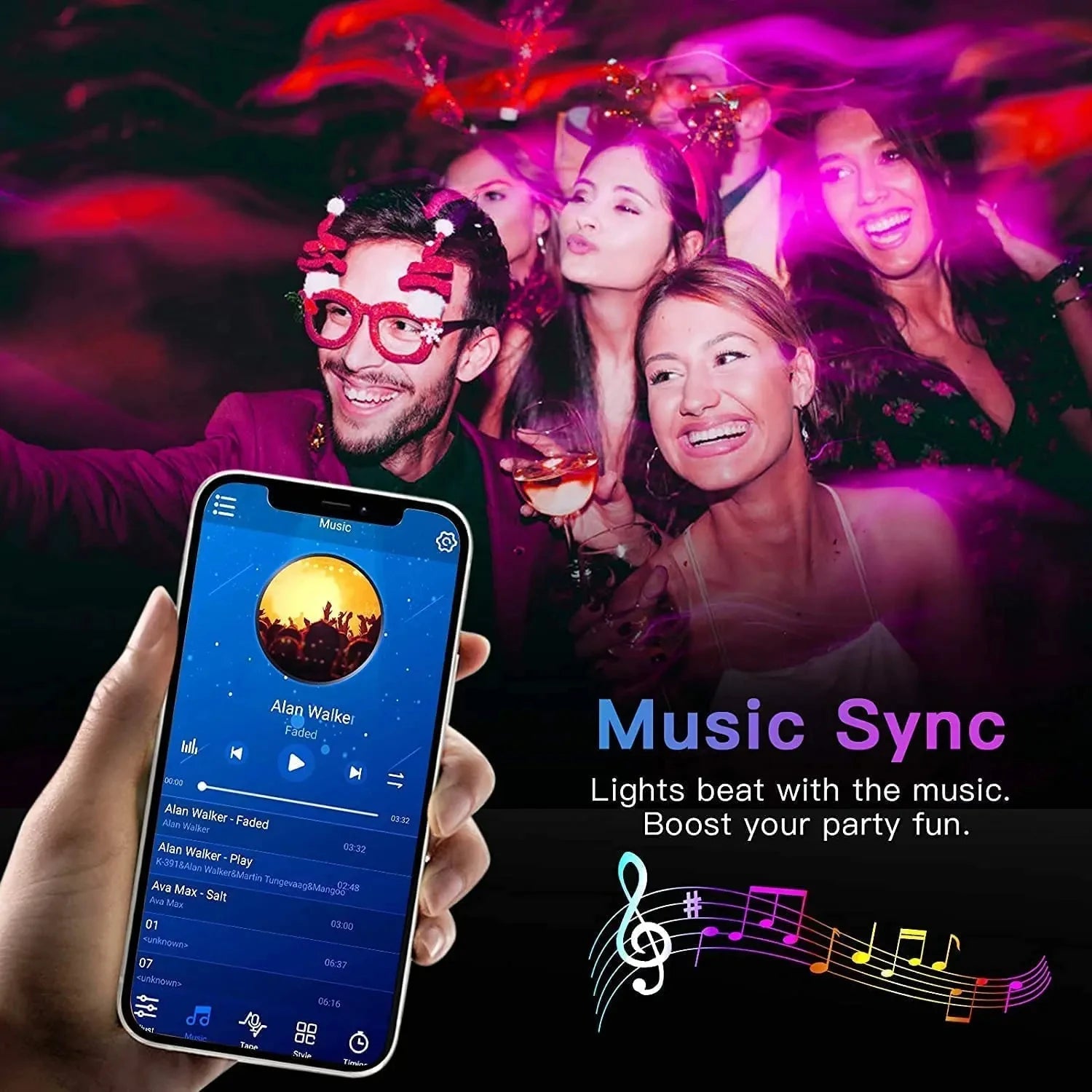 Bluetooth LED Strip Lights Smart SMD 5050 APP Remote Control Flexible Ribbon Diode Lamp Tape TV Backlights Game Room Home Decor - Avero