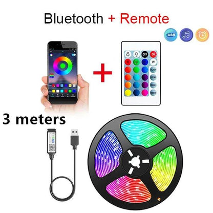 Bluetooth LED Strip Lights Smart SMD 5050 APP Remote Control Flexible Ribbon Diode Lamp Tape TV Backlights Game Room Home Decor - Avero