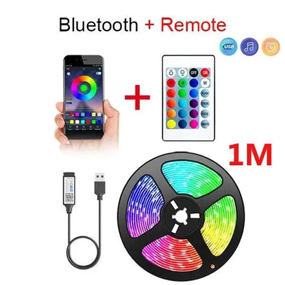 Bluetooth LED Strip Lights Smart SMD 5050 APP Remote Control Flexible Ribbon Diode Lamp Tape TV Backlights Game Room Home Decor - Avero