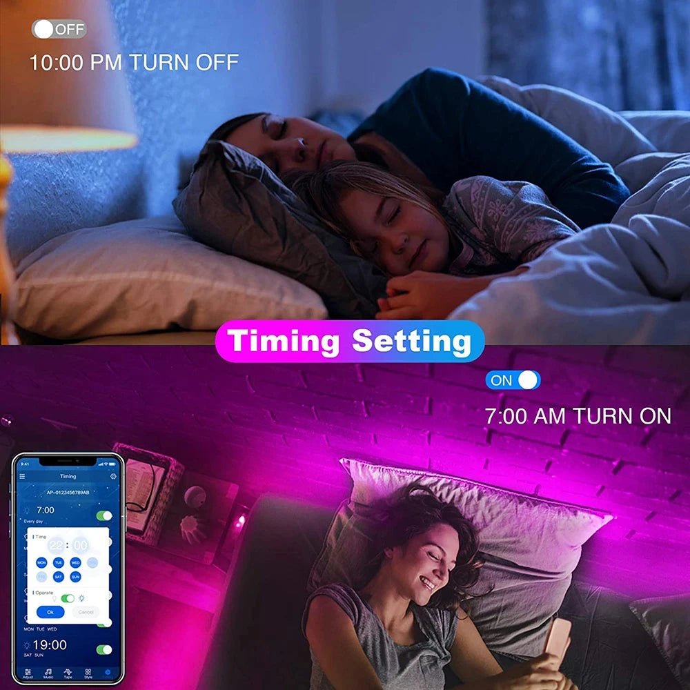 Bluetooth LED Strip Lights Smart SMD 5050 APP Remote Control Flexible Ribbon Diode Lamp Tape TV Backlights Game Room Home Decor - Avero