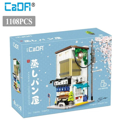 BOX Cada City LED Japanese Steamed Bun House Architecture Building Blocks Friends Shop Figures Bricks Toys for Kids Gifts - Avero