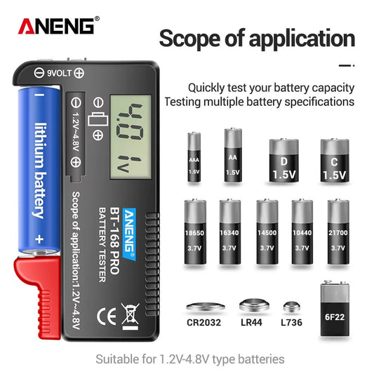 BT - 168 PRO Digital Lithium Battery Capacity Tester Checkered Load Analyzer Display Check AAA AA Button Cell Universal Test - Avero