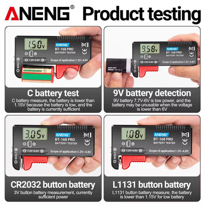 BT - 168 PRO Digital Lithium Battery Capacity Tester Checkered Load Analyzer Display Check AAA AA Button Cell Universal Test - Avero