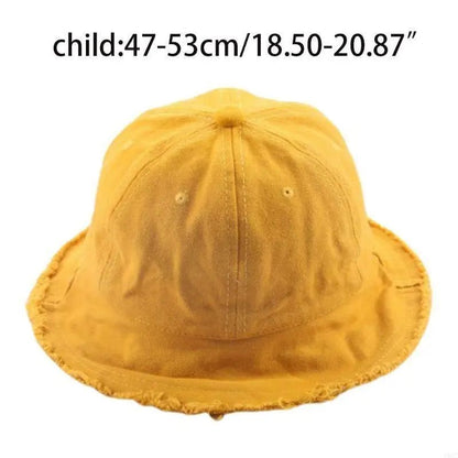 C63C Outdoor Sunscreen Fisherman for Kids Baby Tassels Wide Brim Beach Bucket Hat - Avero