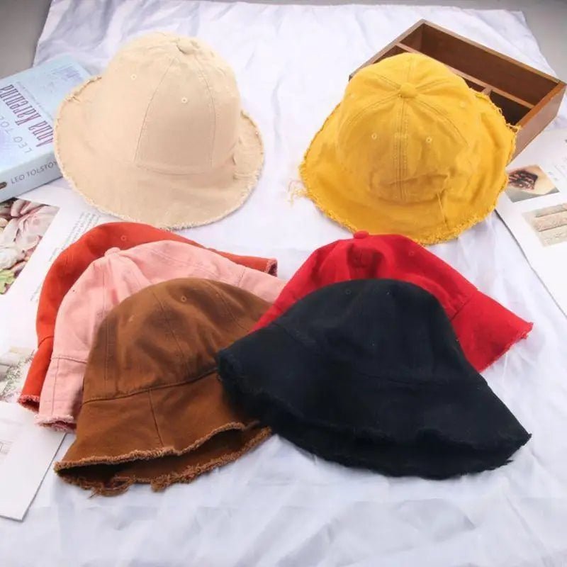 C63C Outdoor Sunscreen Fisherman for Kids Baby Tassels Wide Brim Beach Bucket Hat - Avero