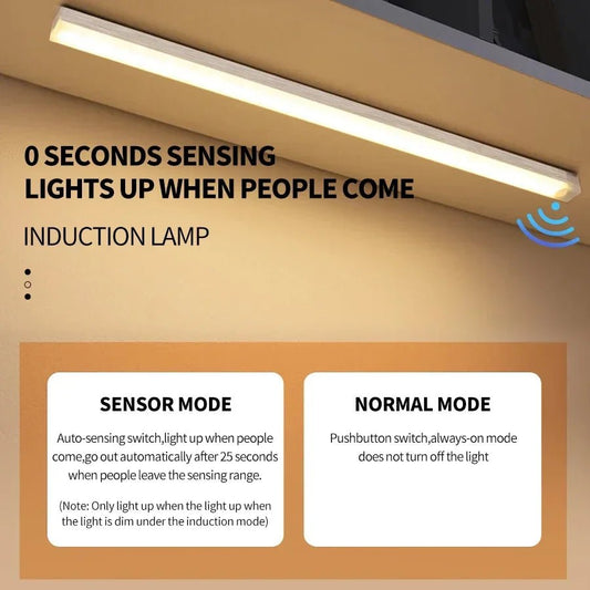 Cabinet Light USB Rechargeable Motion Sensor LED Bar Light Induction Night Light Portable Kitchen Bedside Wardrobe Closet Aisle - Avero