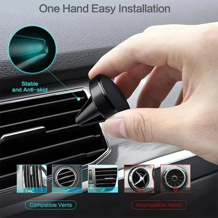Car Air Vent Magnetic Phone Holder GPS Smartphone Stand Mount For Mag - safe iPhone 16 15 14 13 12 Pro Xiaomi Samsung Mini Stand - Avero