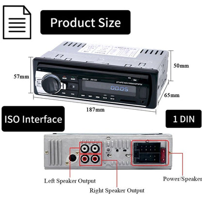 Car Radio 1 Din Stereo Player Digital Bluetooth Car MP3 Player 60Wx4 FM Radio Stereo Audio Music USB/SD with in Dash AUX Input - Avero