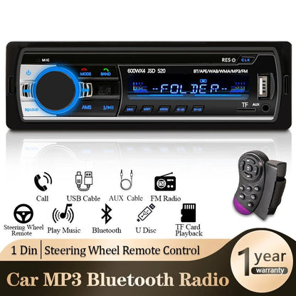 Car Radio 1 Din Stereo Player Digital Bluetooth Car MP3 Player 60Wx4 FM Radio Stereo Audio Music USB/SD with in Dash AUX Input - Avero