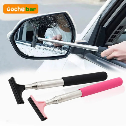Car Rearview Mirror Wiper Cleaning Tool Auto Glass Mist Cleaner Scraper Car Accessories Handle Telescopic Window Cleaning Brush - Avero