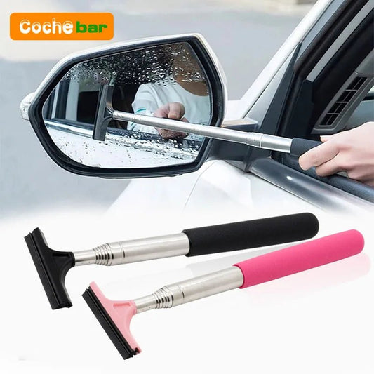 Car Rearview Mirror Wiper Cleaning Tool Auto Glass Mist Cleaner Scraper Car Accessories Handle Telescopic Window Cleaning Brush - Avero