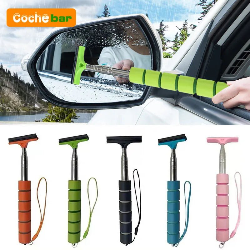 Car Rearview Mirror Wiper Cleaning Tool Auto Glass Mist Cleaner Scraper Car Accessories Handle Telescopic Window Cleaning Brush - Avero