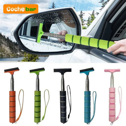 Car Rearview Mirror Wiper Cleaning Tool Auto Glass Mist Cleaner Scraper Car Accessories Handle Telescopic Window Cleaning Brush - Avero