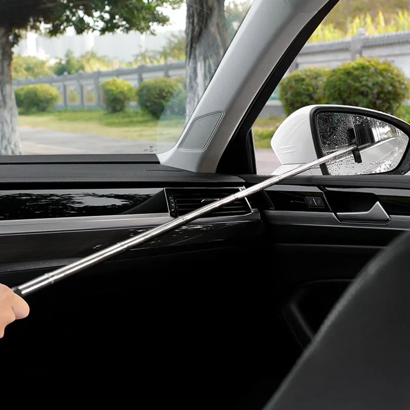 Car Rearview Mirror Wiper Cleaning Tool Auto Glass Mist Cleaner Scraper Car Accessories Handle Telescopic Window Cleaning Brush - Avero