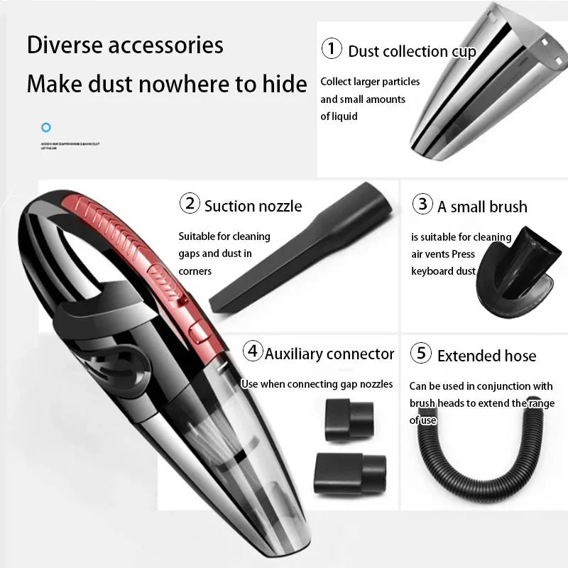 Car Vacuum Cleaner Handheld Wireless Charging Model High Power Small Car Interior Vacuum Cleaner 1 Set - Avero