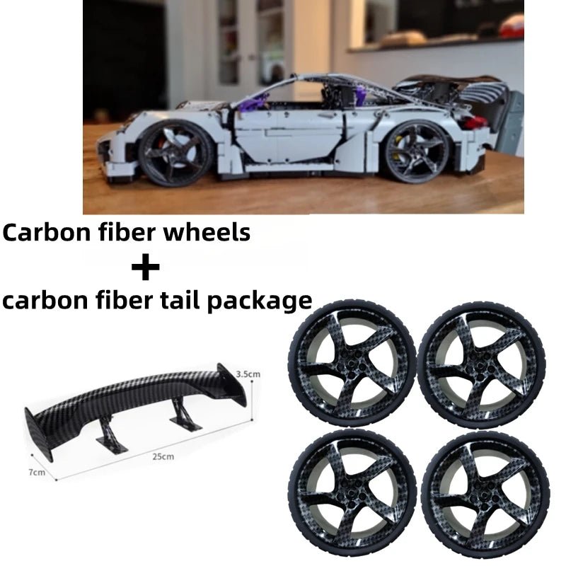 Carbon Fiber Accessories Tail Wheel Hub 23799 80279 Tyre 37383 73398 68577 MOC Compatible Lego Car Building Block Bricks - Avero