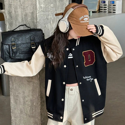 Casual Girl's Spring Autumn Jacket Children Fashionable Baseball Uniform Top for 5 6 7 8 9 10 11 12 13 14 Years Kids Spoty Coat - Avero
