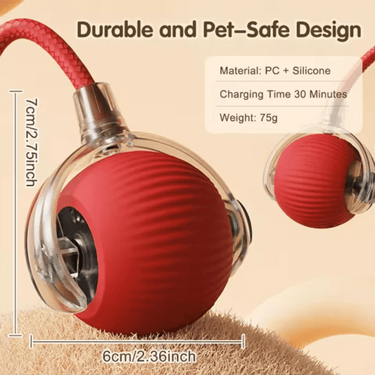 Cat Interactive ball Toy, Automatic Rolling Ball with Tail, Rechargeable Smart Pet Interactive Toy, Intelligent toy for Cat - Avero