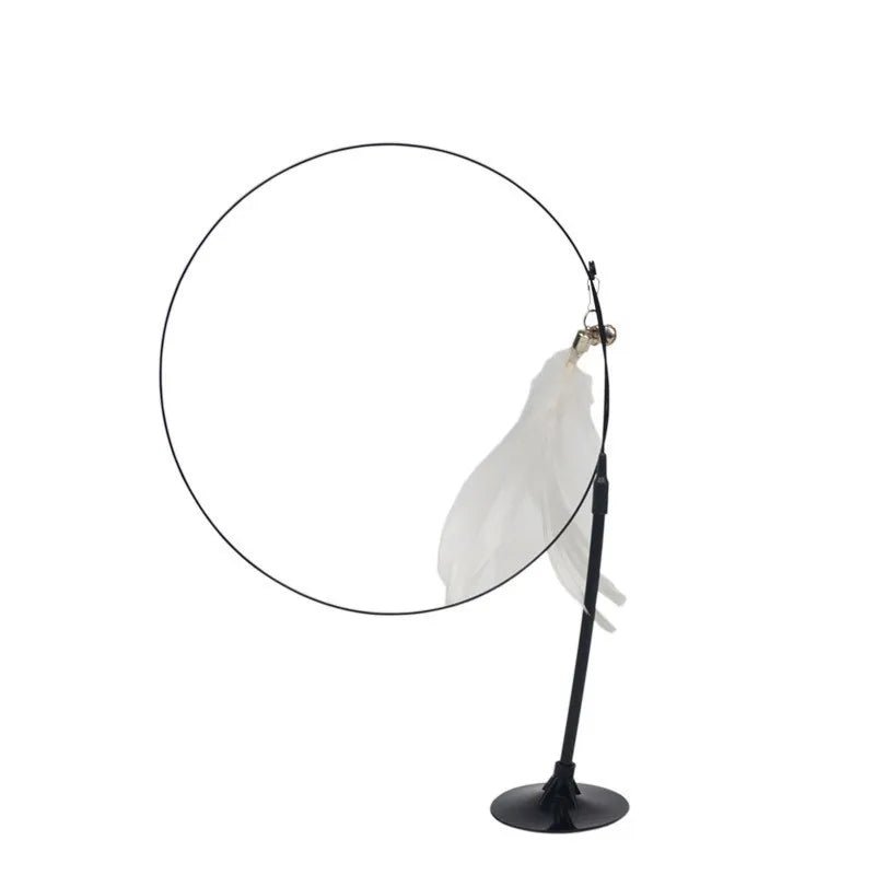 Cat Teaser Stick With Bell, Feather, Long Rod Suction Cup - Avero
