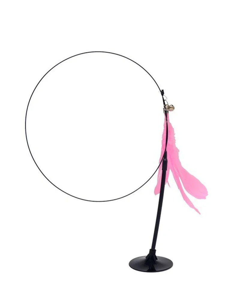 Cat Teaser Stick With Bell, Feather, Long Rod Suction Cup - Avero