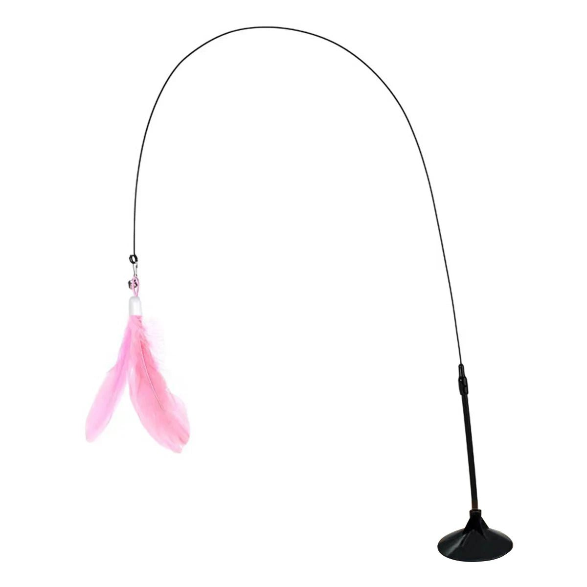 Cat Teaser Stick With Bell, Feather, Long Rod Suction Cup - Avero