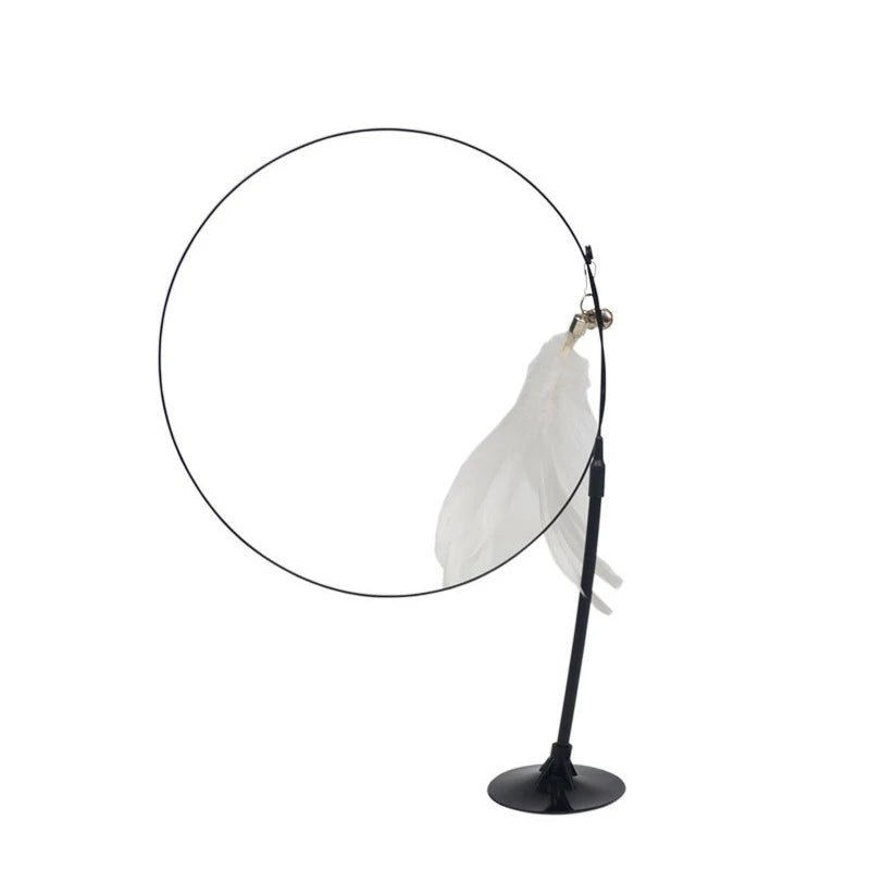 Cat Teaser Stick With Bell, Feather, Long Rod Suction Cup - Avero
