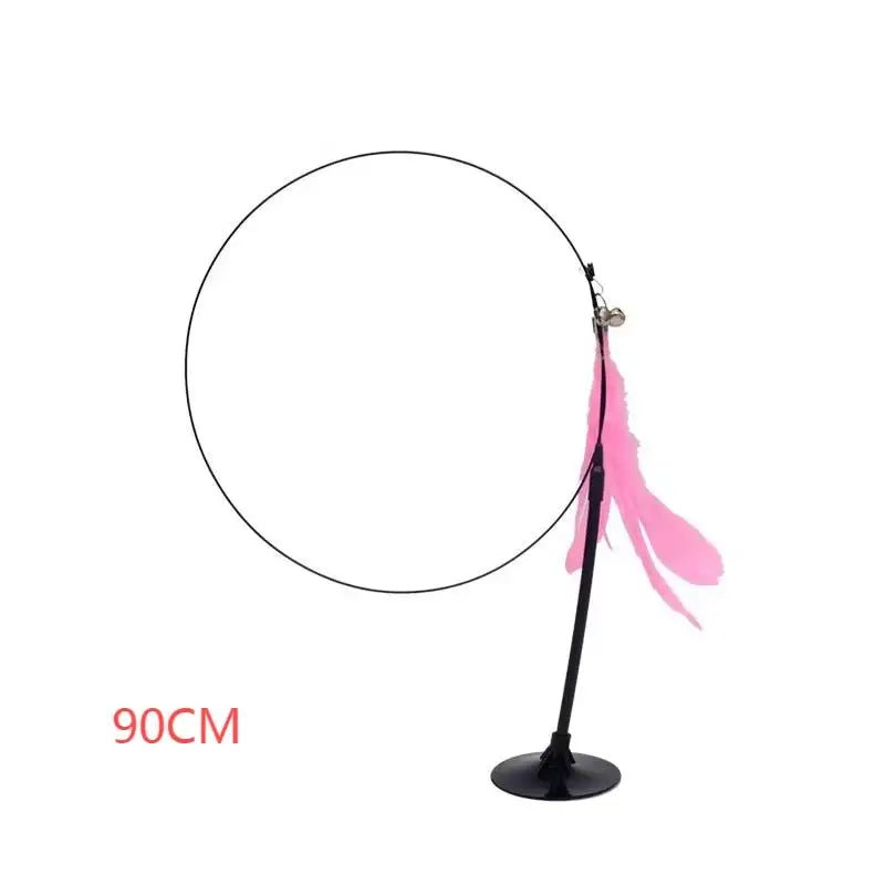 Cat Teaser Stick With Bell, Feather, Long Rod Suction Cup - Avero