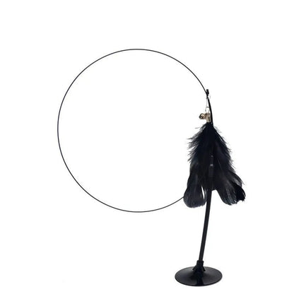 Cat Teaser Stick With Bell, Feather, Long Rod Suction Cup - Avero