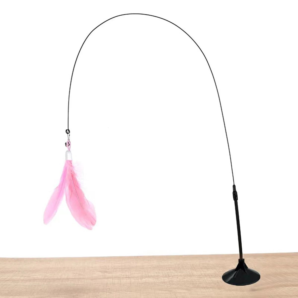 Cat Teaser Stick With Bell, Feather, Long Rod Suction Cup - Avero