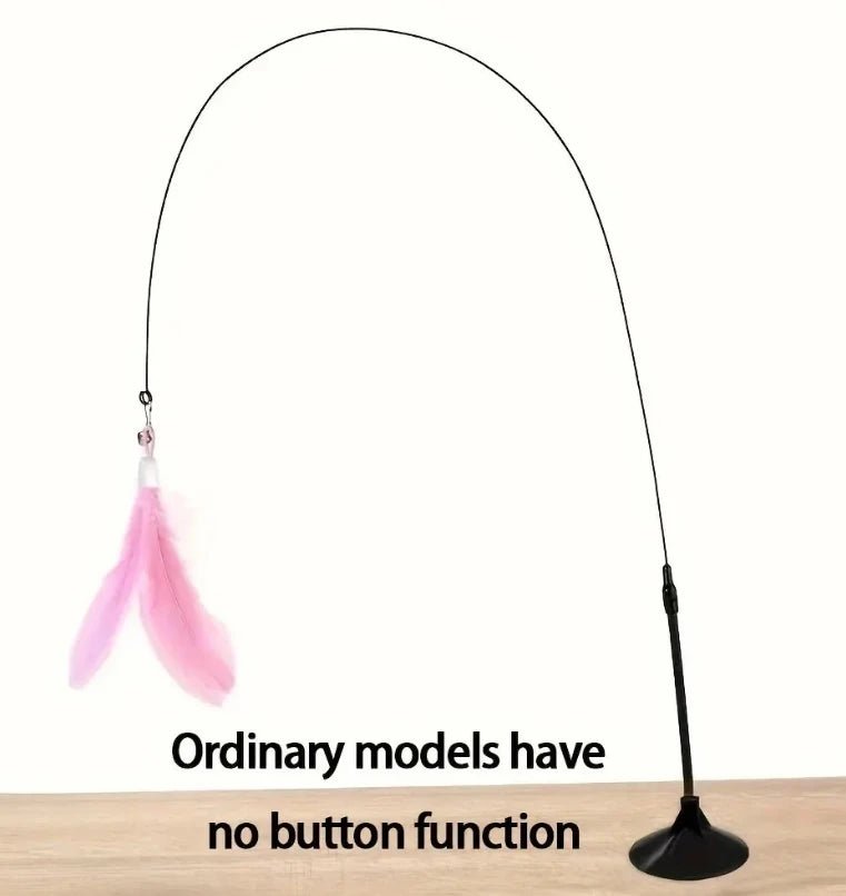 Cat Teaser Stick With Bell, Feather, Long Rod Suction Cup - Avero