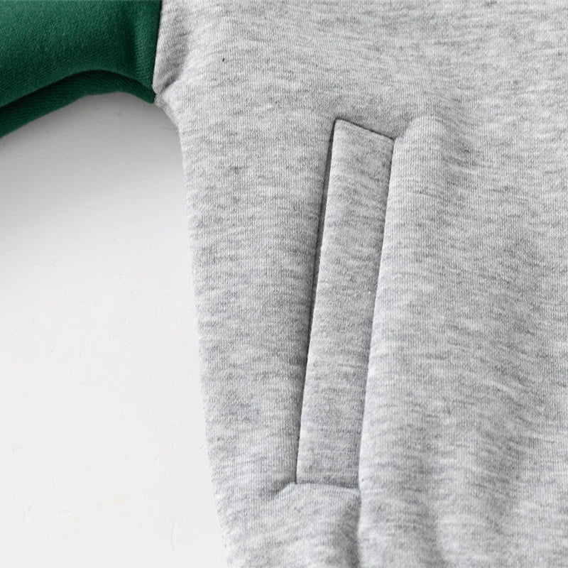 Children Letter Baseball Coat 2025 Autumn Winter Boys Button Thickened Sweatshirt Baby V - neck Color - blocked Coat - Avero