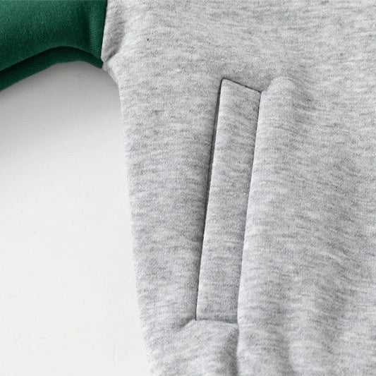 Children Letter Baseball Coat 2025 Autumn Winter Boys Button Thickened Sweatshirt Baby V - neck Color - blocked Coat - Avero