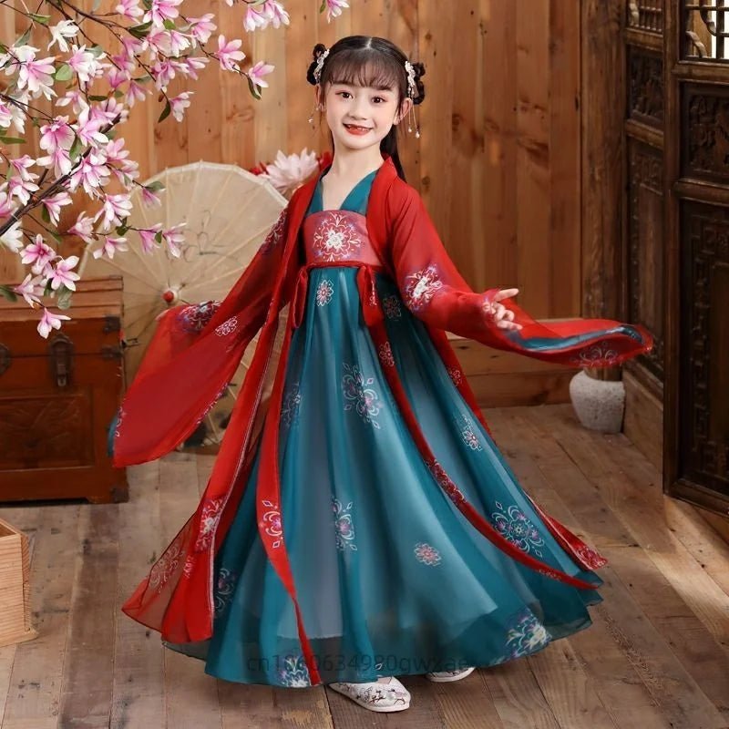 China Traditional dress for Girls Ancient Chinese Costume Child Kid Fairy Dress Cosplay Hanfu Folk Dance Performance Clothing - Avero
