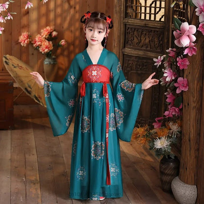 China Traditional dress for Girls Ancient Chinese Costume Child Kid Fairy Dress Cosplay Hanfu Folk Dance Performance Clothing - Avero