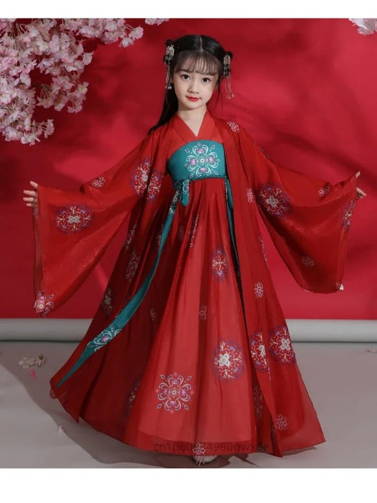 China Traditional dress for Girls Ancient Chinese Costume Child Kid Fairy Dress Cosplay Hanfu Folk Dance Performance Clothing - Avero