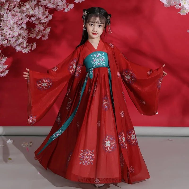 China Traditional dress for Girls Ancient Chinese Costume Child Kid Fairy Dress Cosplay Hanfu Folk Dance Performance Clothing - Avero