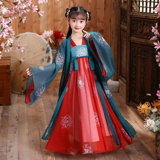 China Traditional dress for Girls Ancient Chinese Costume Child Kid Fairy Dress Cosplay Hanfu Folk Dance Performance Clothing - Avero