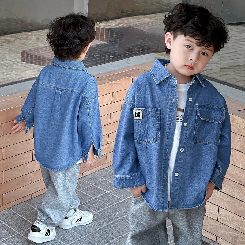 Classic Design Baby Kids Denim Jacket with Front Pockets for Boys Casual Outfit Children Fashion Denim Coat Age 2 To 9 Years Old - Avero