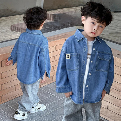 Classic Design Baby Kids Denim Jacket with Front Pockets for Boys Casual Outfit Children Fashion Denim Coat Age 2 To 9 Years Old - Avero