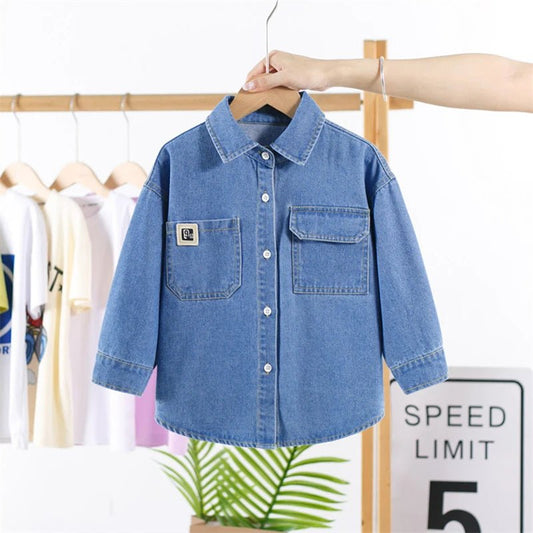 Classic Design Baby Kids Denim Jacket with Front Pockets for Boys Casual Outfit Children Fashion Denim Coat Age 2 To 9 Years Old - Avero