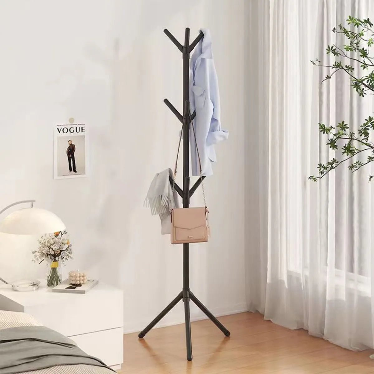 Clothes and Hats Rack Floor To Floor Bedroom Coat Hook Bedroom Vertical Tree Branch Shape Holder Hat Scarf Handbag Storage Hange - Avero