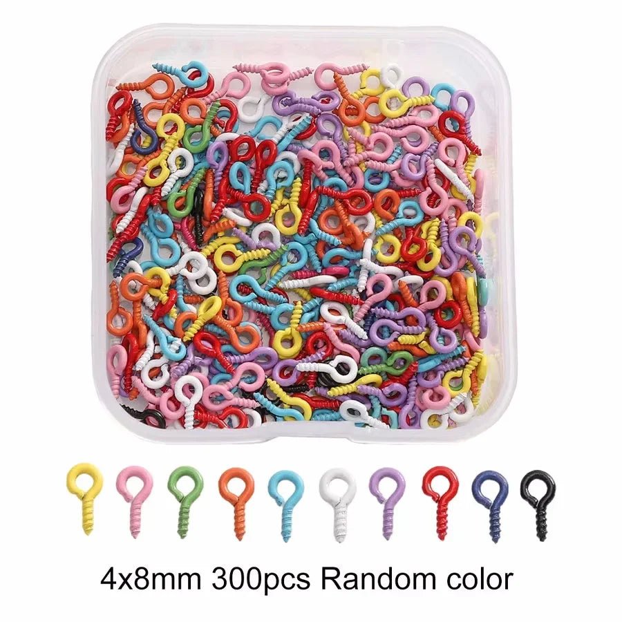 Colored DIY Jewelry Accessories Set Bead Keychain Open Jump Rings Lobster Clasp Hook Small Screw Eye Pins for DIY Jewelry Making - Avero