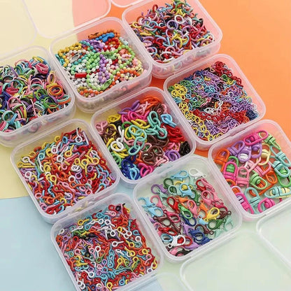 Colored DIY Jewelry Accessories Set Bead Keychain Open Jump Rings Lobster Clasp Hook Small Screw Eye Pins for DIY Jewelry Making - Avero