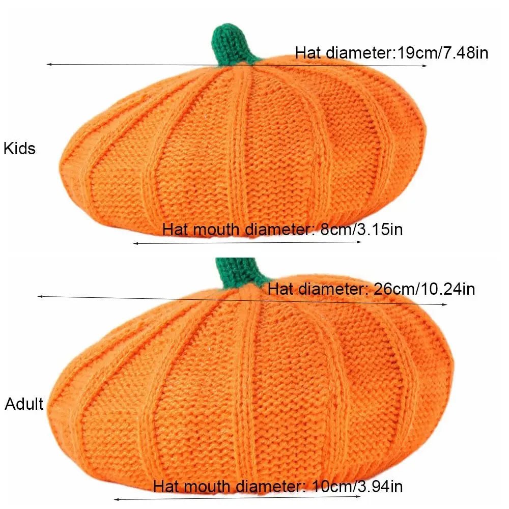 Cute Orange Pumpkin Beret Painter Hat Octagonal Cap Knitted Hat Peaked Cap Artist Hat Parent - Child Hat Ladies - Avero