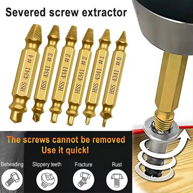 Damaged Screw Extractor Set HSS Drill Bit Stripped Broken Remover Small Easily Quickly Take Out Kit Easy Demolition Power Tools - Avero